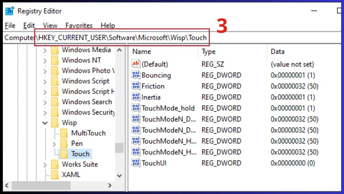 Tắt, bật màn hình cảm ứng laptop bằng Registry Editor bước 2