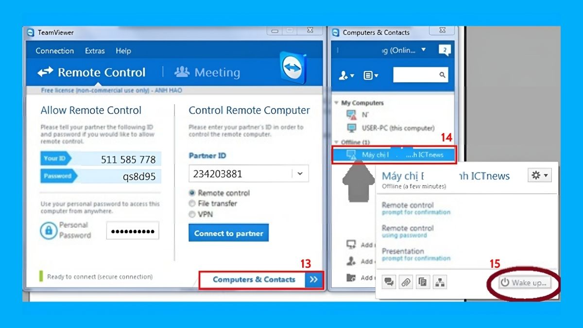 Cách bật máy tính từ xa thông qua TeamViewer bước 3