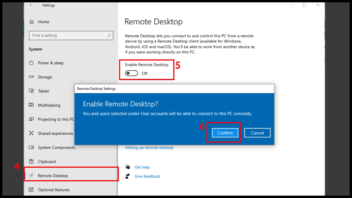 Cách bật tắt máy tính từ xa bằng chế độ Remote Desktop bước 2