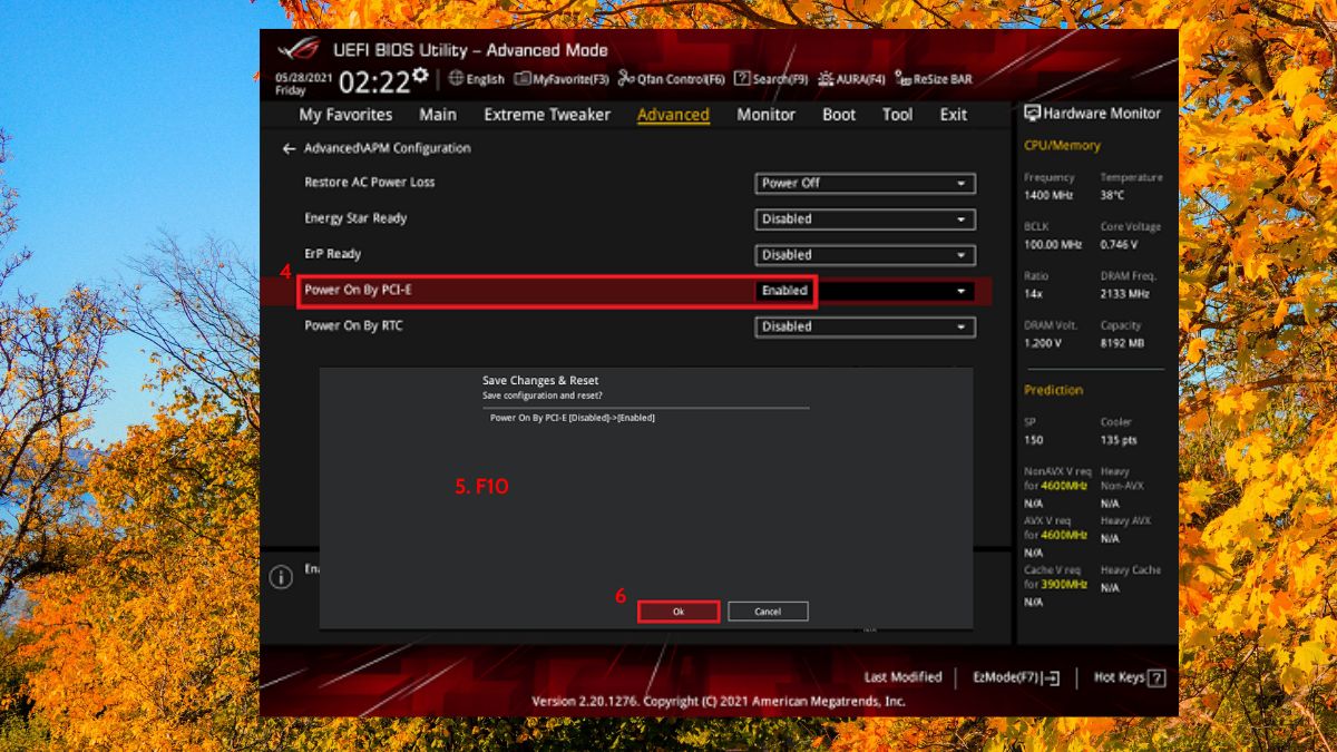 Kích hoạt Wake on LAN trong BIOS để bật máy tính từ xa bước 2