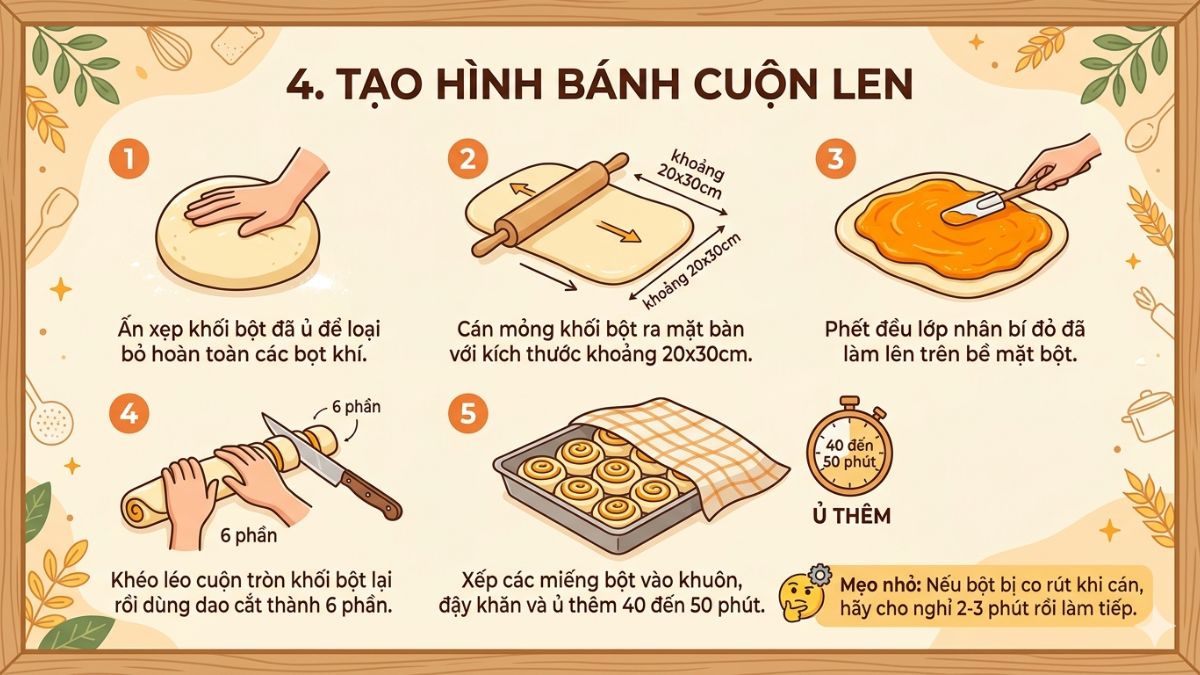 Cách nướng bánh bí đỏ cuộn len bằng nồi chiên không dầu bước 4