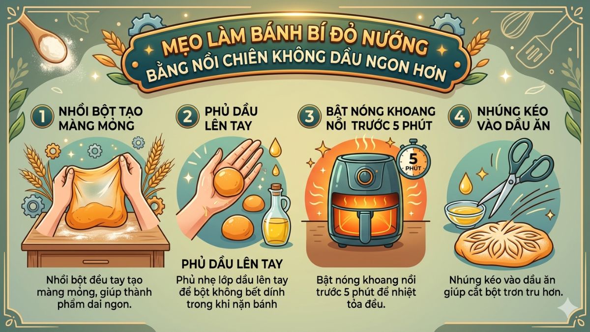Mẹo làm bánh bí đỏ nướng bằng nồi chiên không dầu ngon hơn