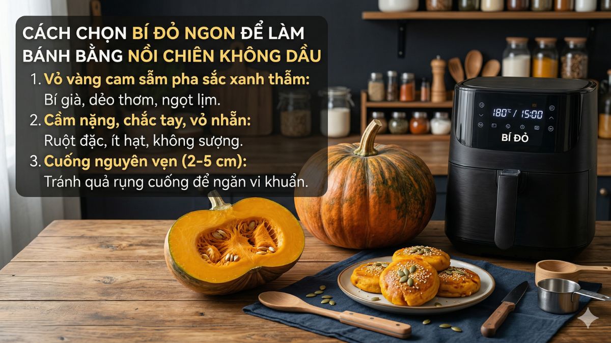 Cách chọn bí đỏ ngon để làm bánh bằng nồi chiên không dầu