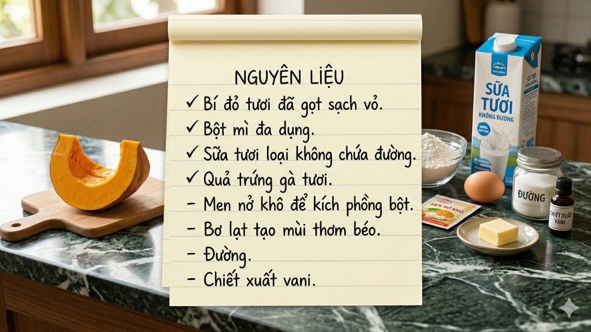 Nguyên liệu làm món bí đó chiên bằng nồi chiên không dầu ngon