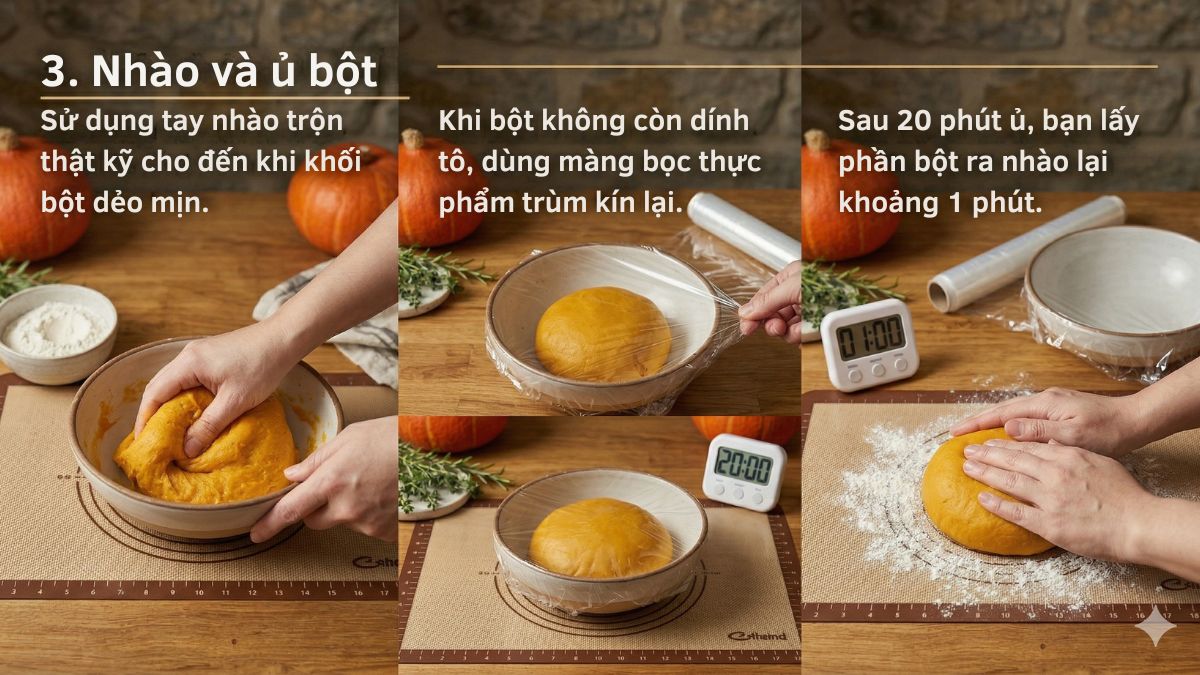 Các bước nướng bánh bí đỏ bằng nồi chiên không dầu chi tiết bước 3