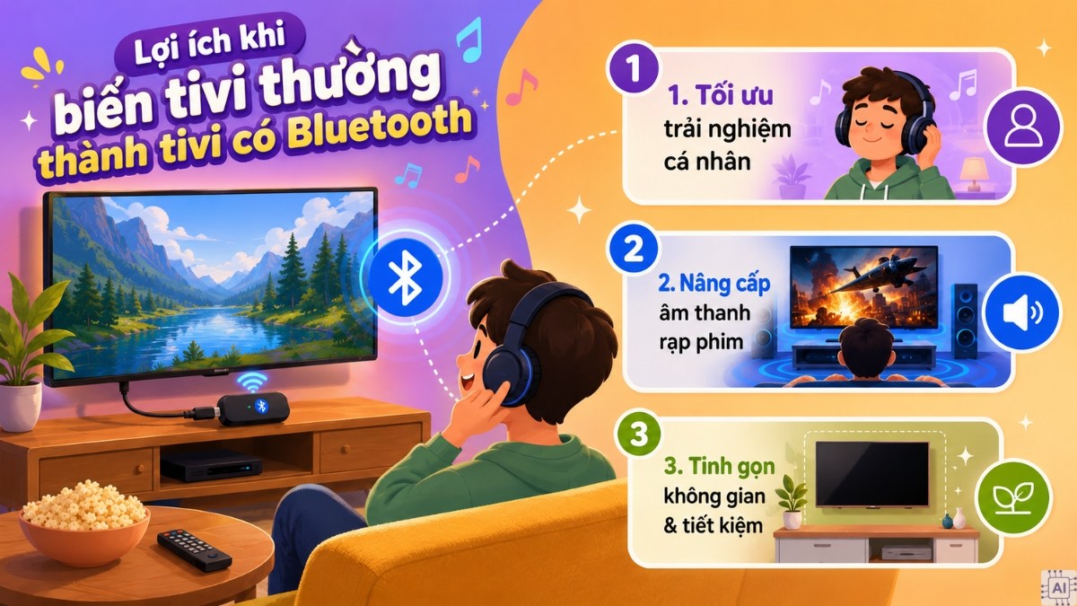 Lợi ích khi biến tivi thường thành tivi có Bluetooth
