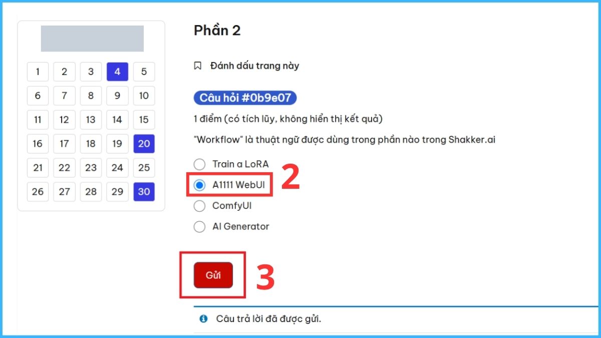 Chọn đáp án cho từng câu hỏi trắc nghiệm