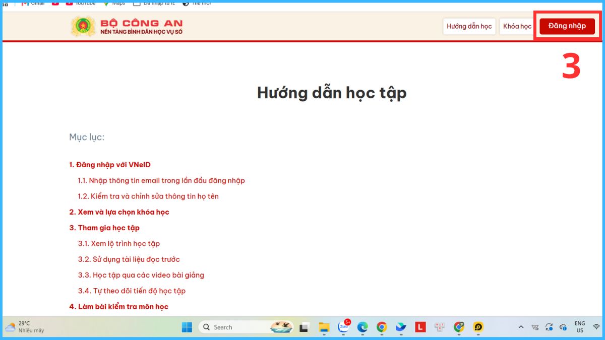 Nhấn vào nút Đăng nhập