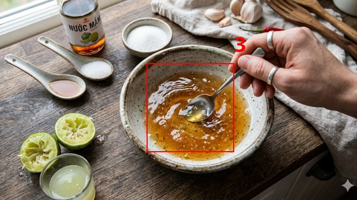 Cách pha nước chấm ăn kèm bồ câu quay bước 3