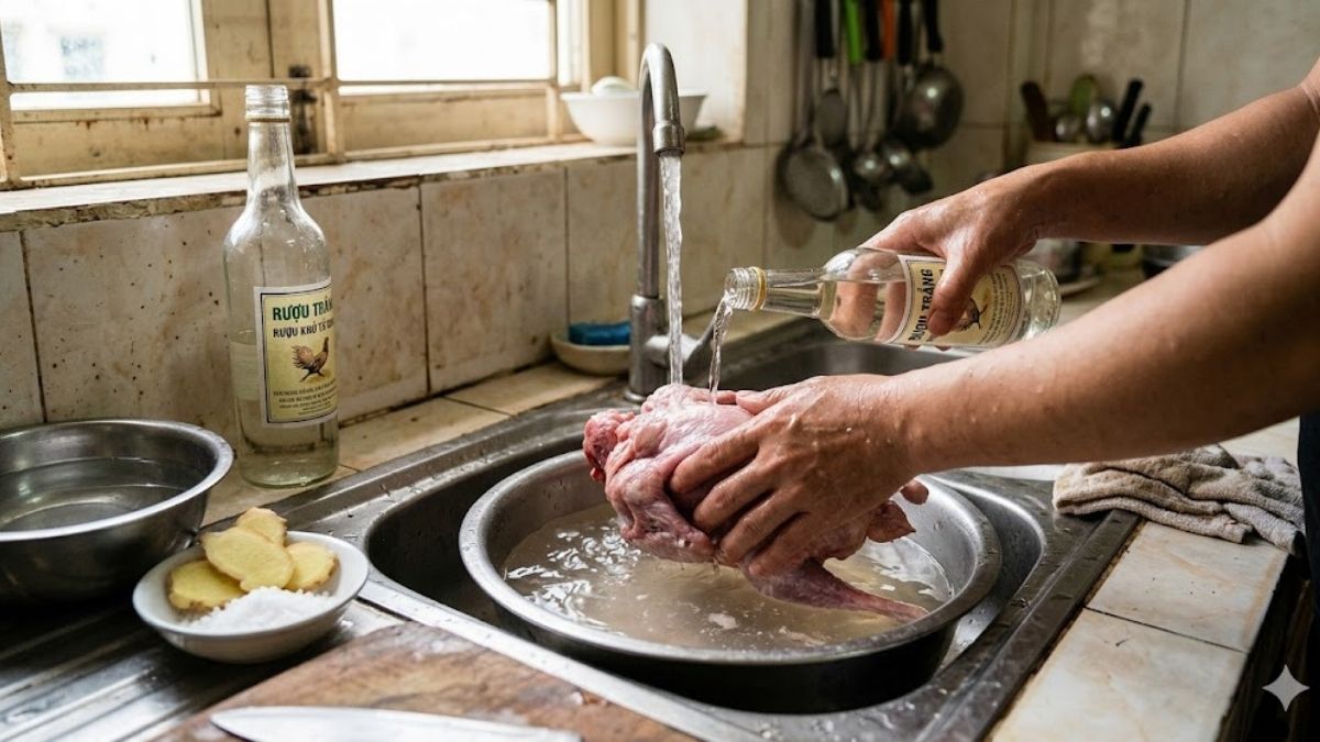 Cách làm bồ câu quay bằng nồi chiên không dầu - Bước 1 khử mùi chim bồ câu