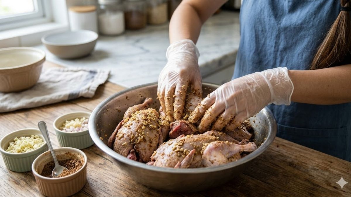 Cách làm bồ câu quay bằng nồi chiên không dầu - Bước 2 ướp gia vị cho chim bồ câu