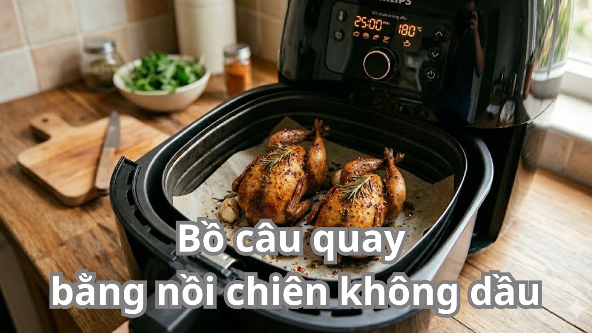 Hướng dẫn cách làm bồ câu quay bằng nồi chiên không dầu ngon chuẩn vị