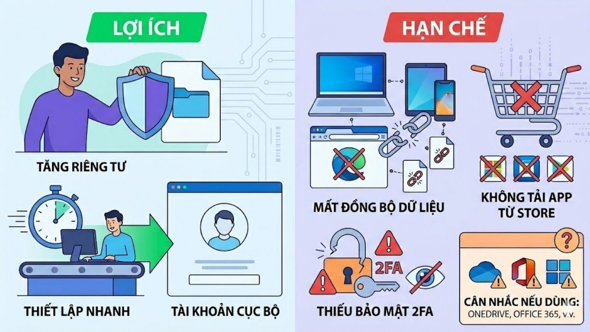 Những lưu ý khi bỏ qua đăng nhập Win 11
