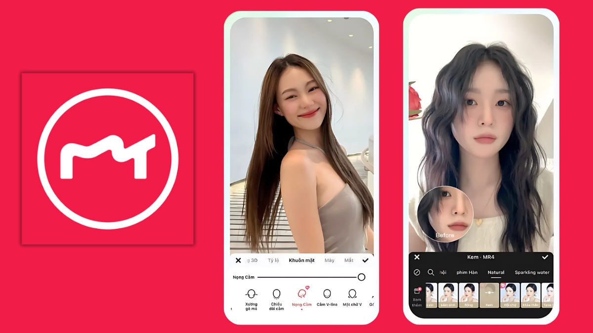 Ứng dụng Meitu có thể được dùng để bóp mặt như trong Photoshop