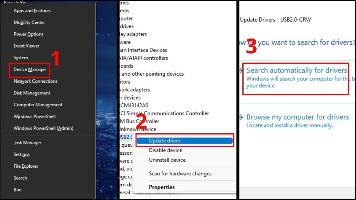 Cập nhật hoặc cài lại driver bước 1