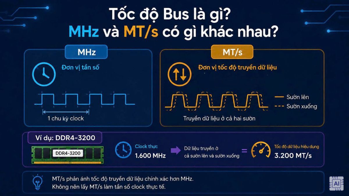 Tốc độ Bus là gì? MHz và MT/s có gì khác nhau