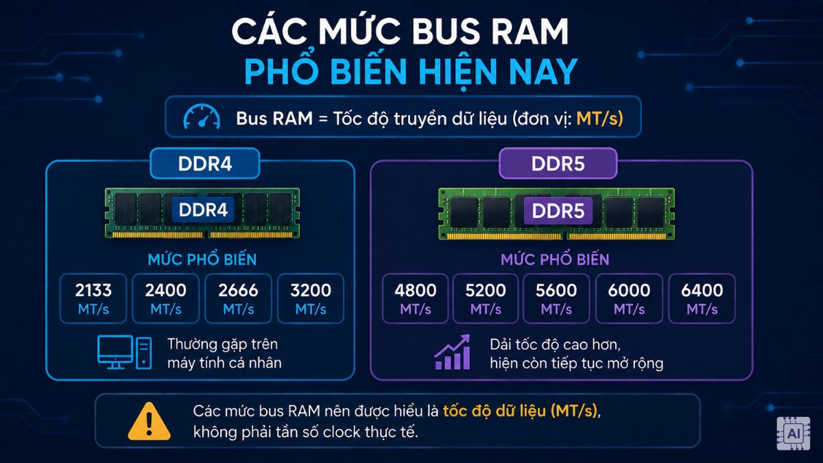 Các mức Bus RAM phổ biến hiện nay
