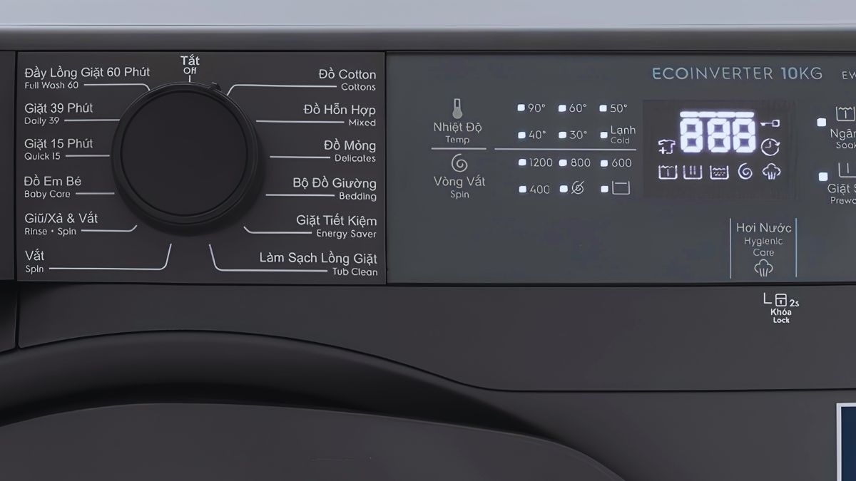 Ký hiệu các chế độ giặt chính trên bảng điều khiển