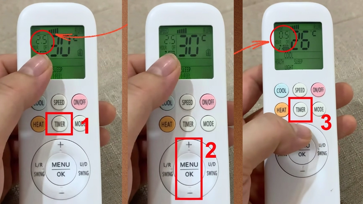 Bấm nút TIMER để bắt đầu thiết lập thời gian