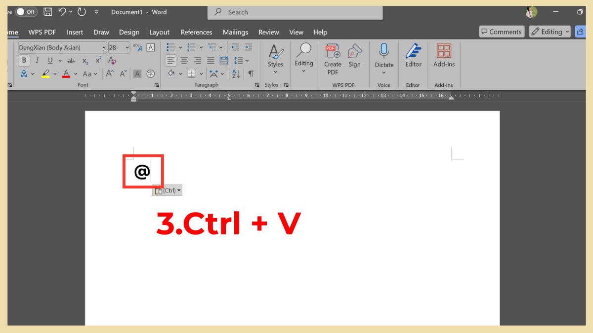 Cách bấm a còng bằng cách Copy - Paste bước 3