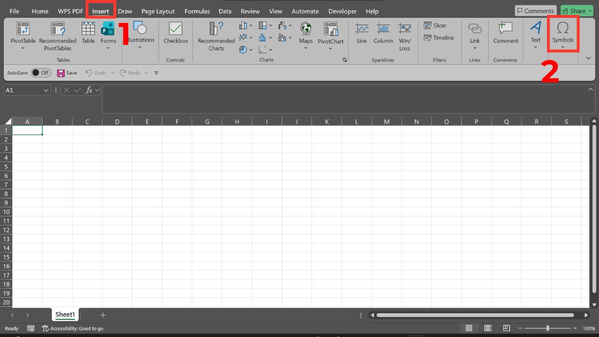 Bấm a còng trong Excel bước 1