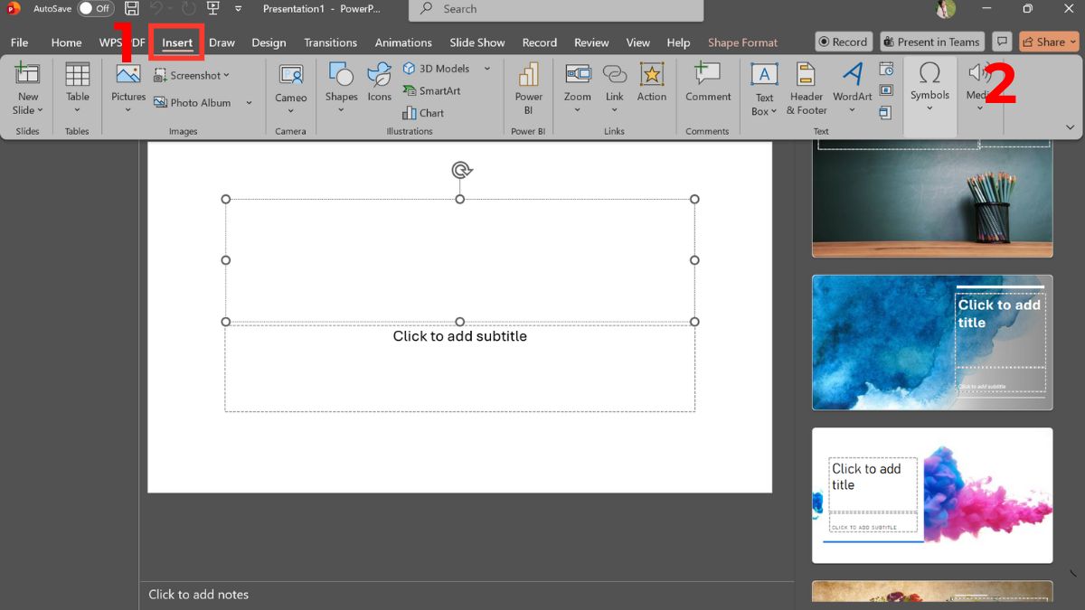 Bấm a còng trong PowerPoint bước 1