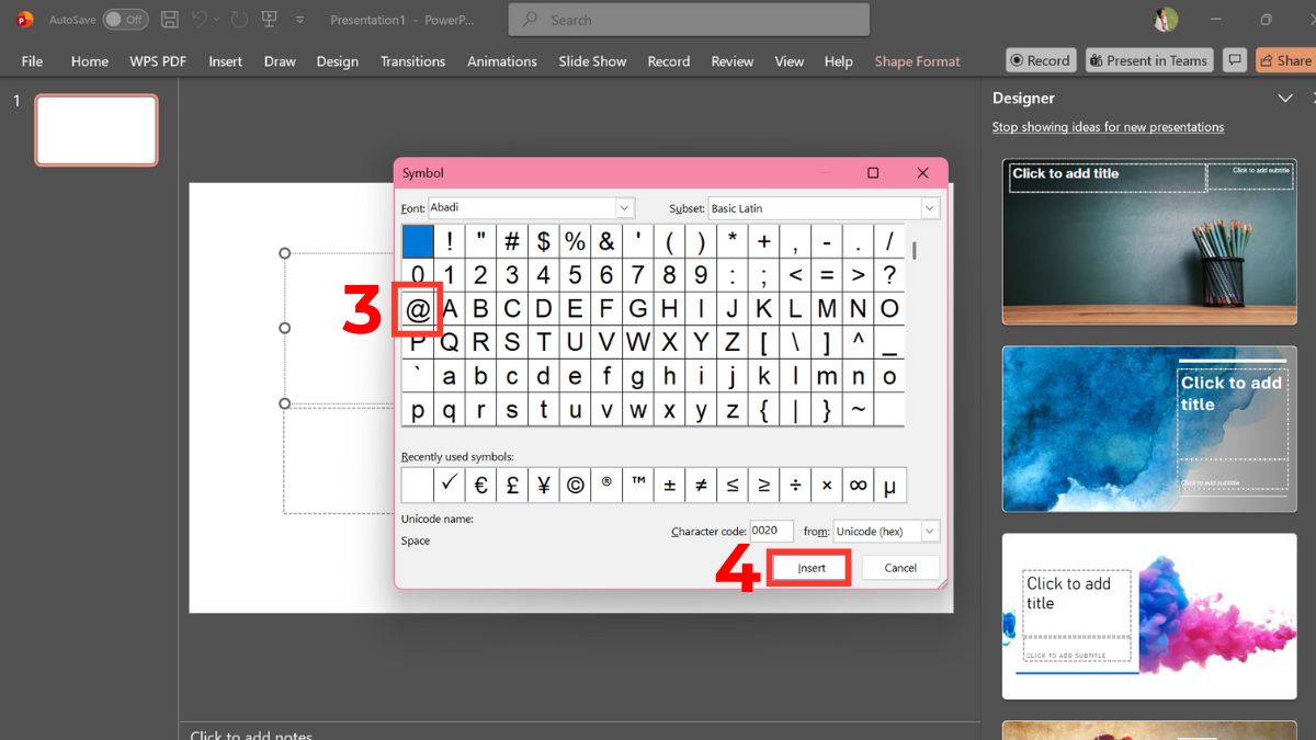 Bấm a còng trong PowerPoint bước 3