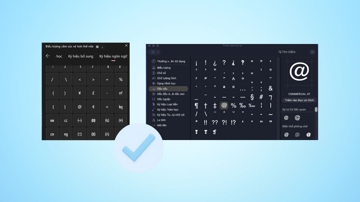 Sử dụng bàn phím ảo để gõ a còng