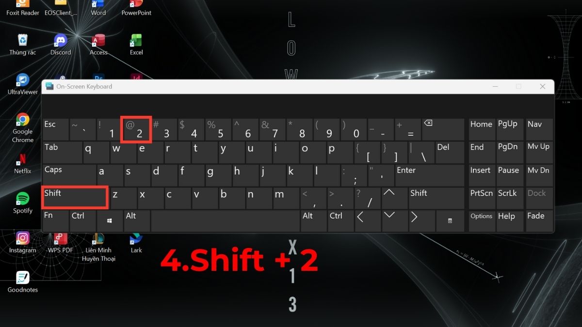Bấm a còng bằng bàn phím ảo trên Windows bước 4