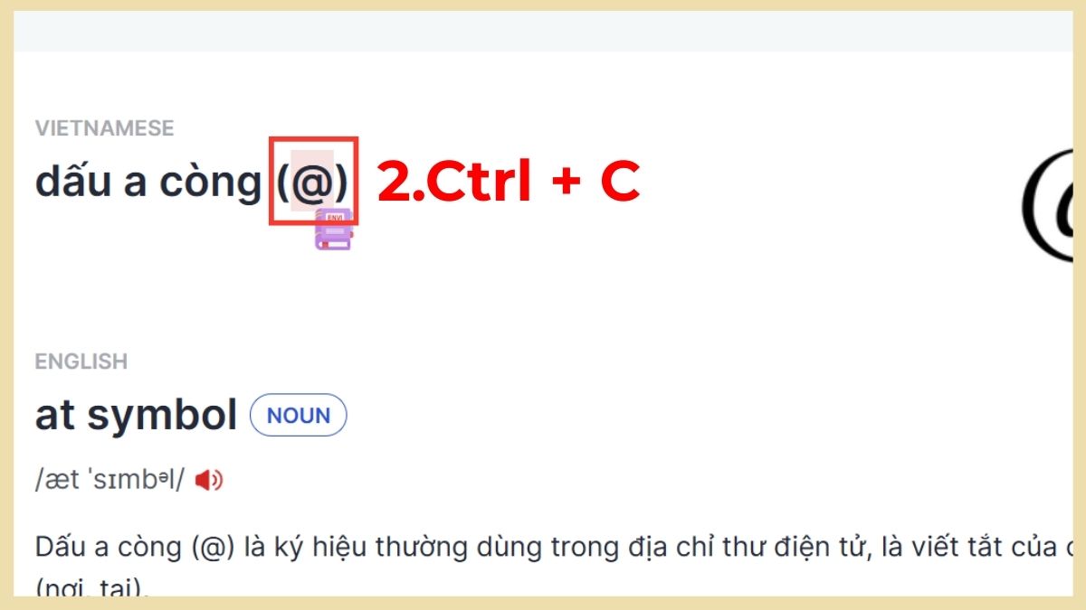 Cách bấm a còng bằng cách Copy - Paste bước 2