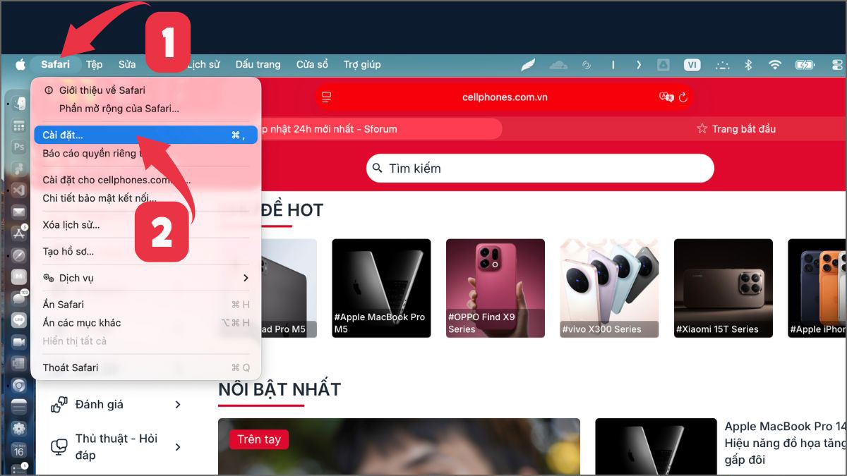 Cách bật Cookie trên trình duyệt Safari MacBook bước 1