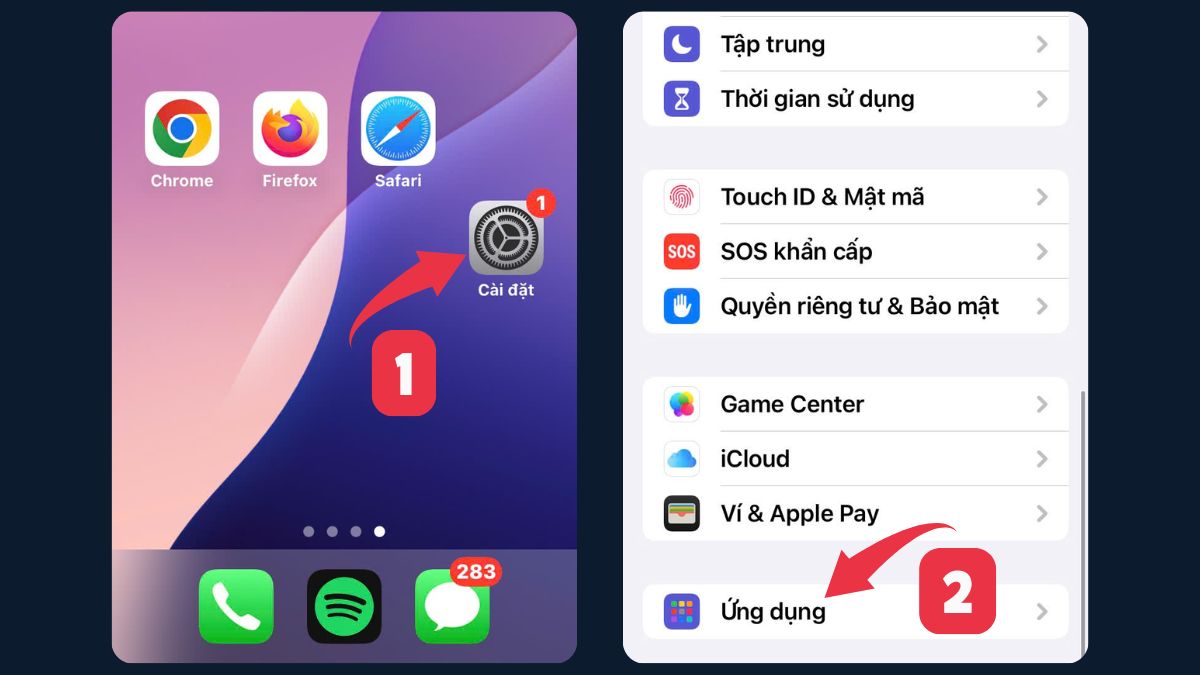 Cách bật Cookie trên trình duyệt iPhone bước 1