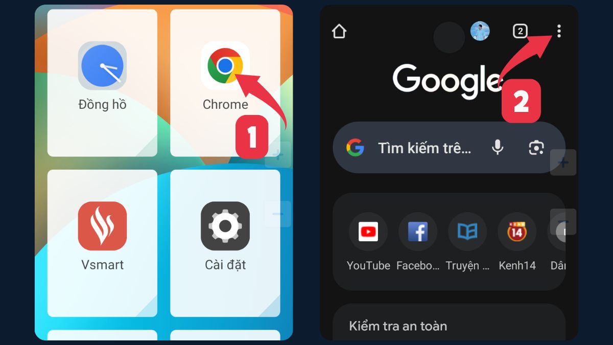 Cách bật Cookie trình duyệt Google Chrome trên điện thoại bước 1