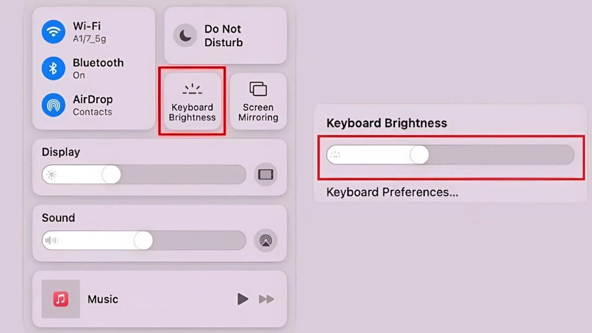Bật đèn bàn phím MacBook bằng Control Center bước 1