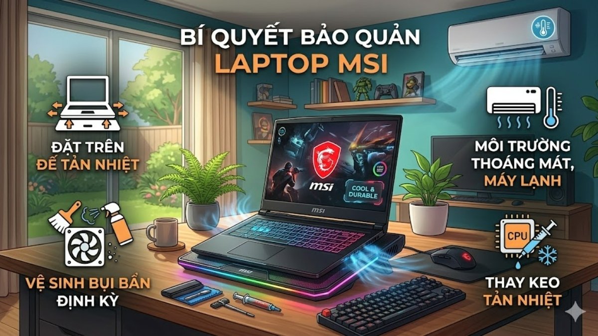 Mẹo giúp laptop MSI luôn mát mẻ, tăng tuổi thọ linh kiện