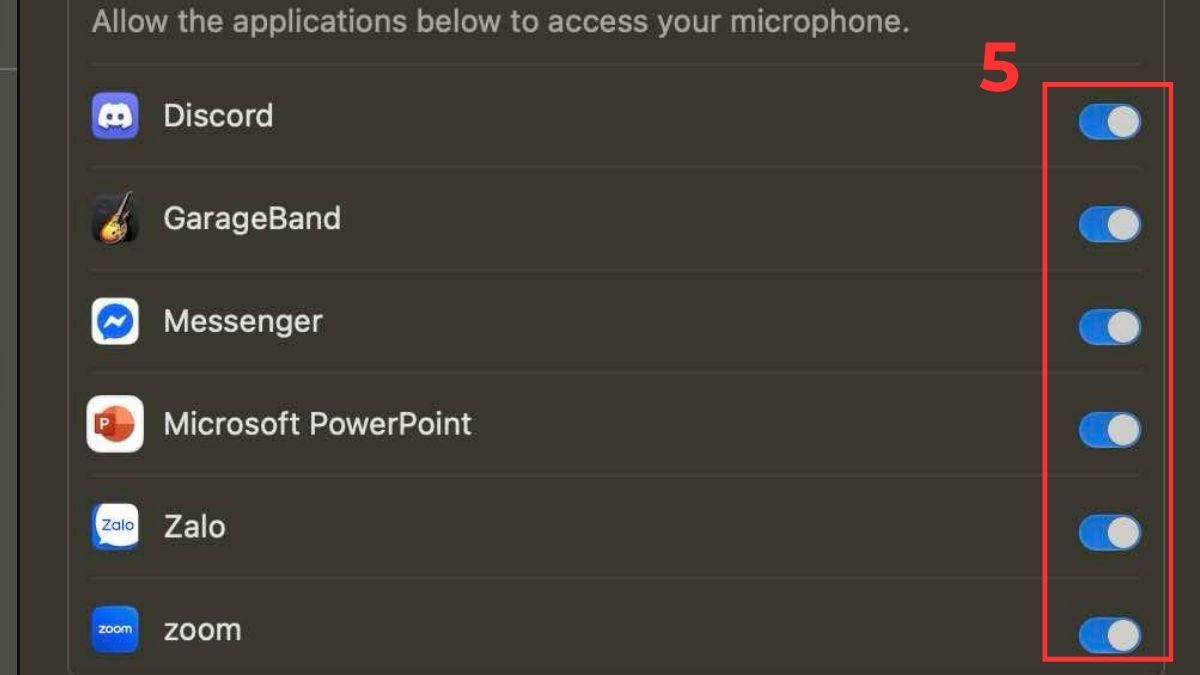 Bật quyền truy cập Micro trên các ứng dụng MacBook bước 3