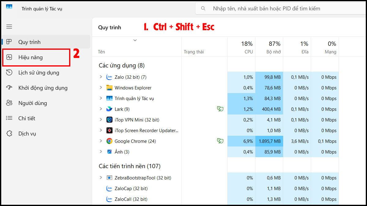 Kiểm tra qua Task Manager trên Windows 10 và Windows 11 bước 1