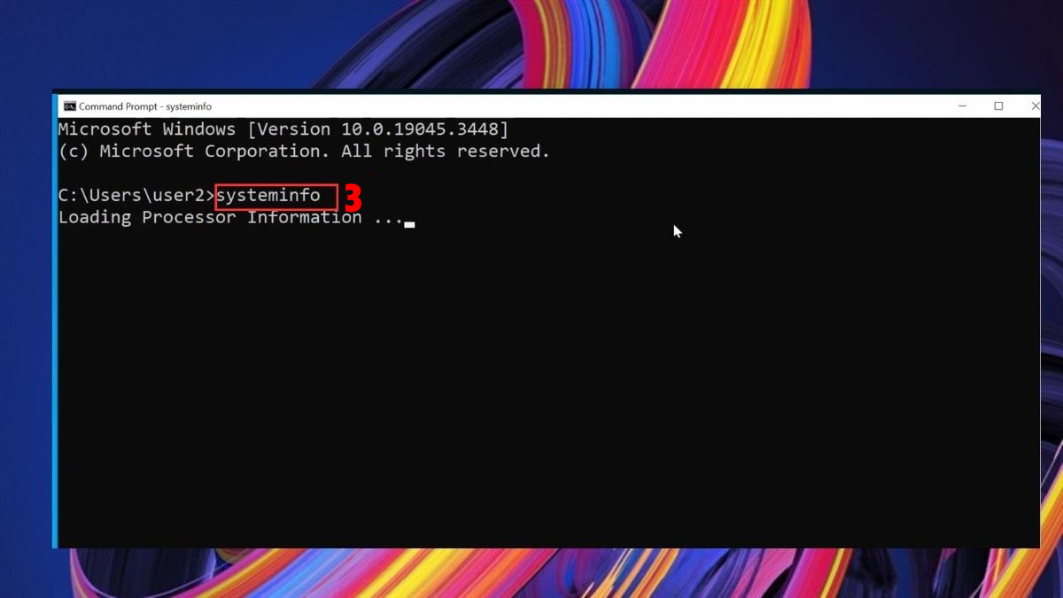 Sử dụng lệnh systeminfo có sẵn trên Windows bước 2