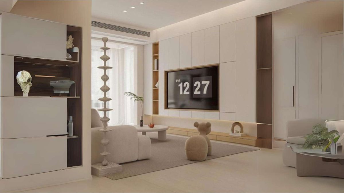 Bố trí tivi âm tường giúp không gian gọn gàng, hiện đại