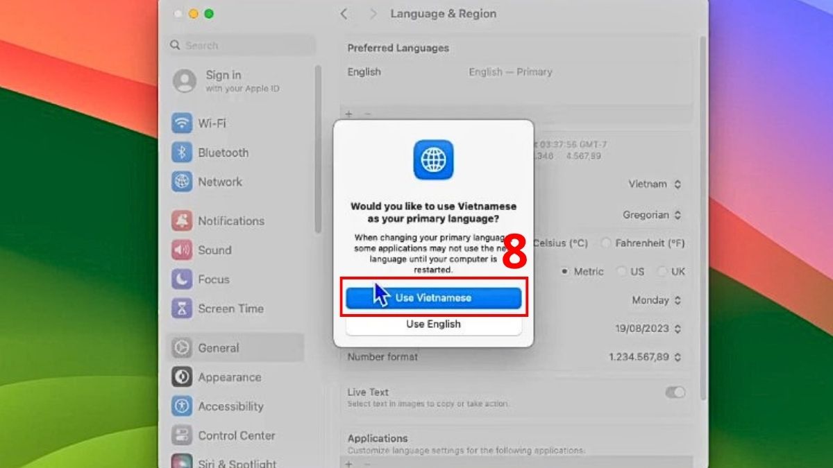 Cách chỉnh tiếng Việt trên MacBook bước 4