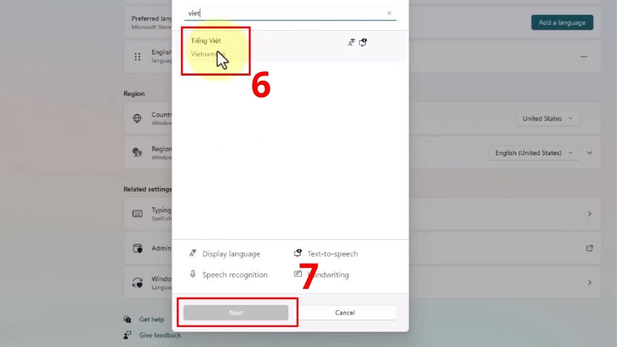 Cách cài tiếng Việt cho laptop Win 11 bước 4