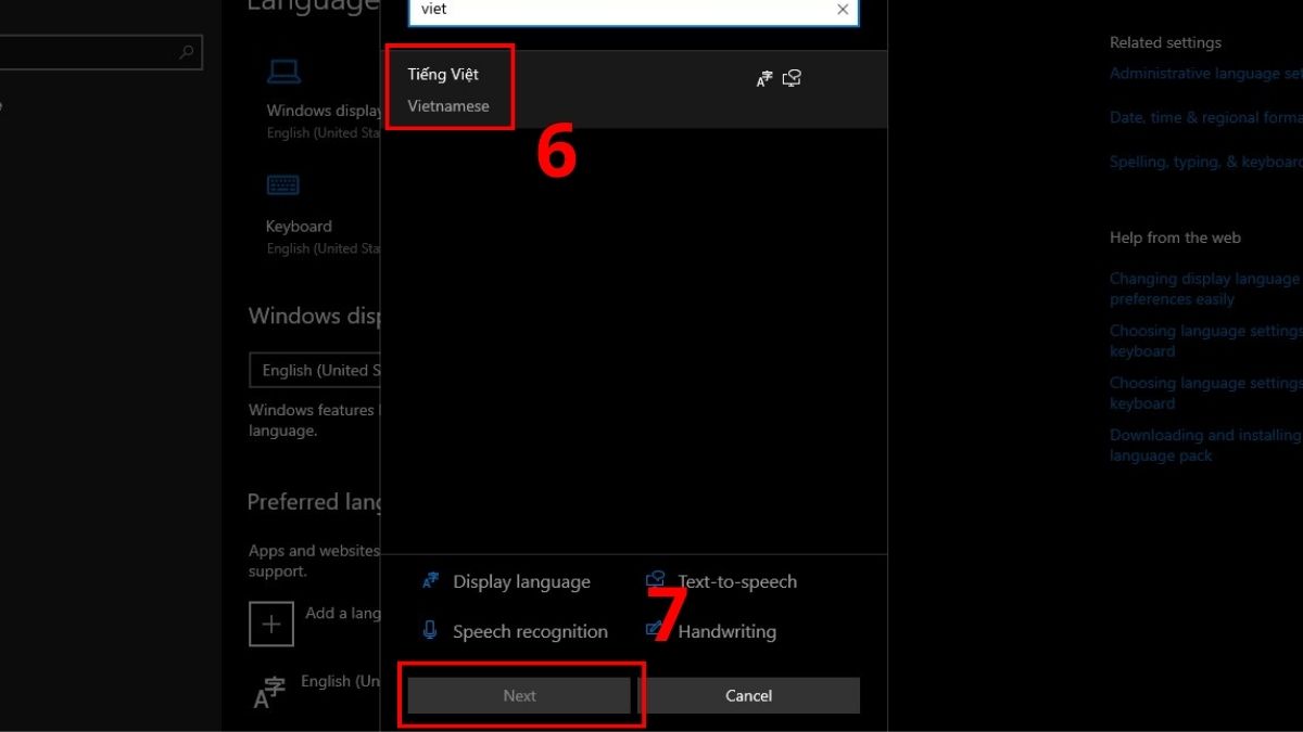 Cách cài tiếng Việt cho laptop Win 10 bước 4