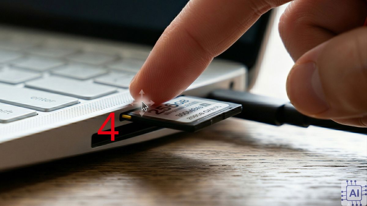Thao tác tháo thẻ nhớ với laptop có cơ chế nhấn nhả