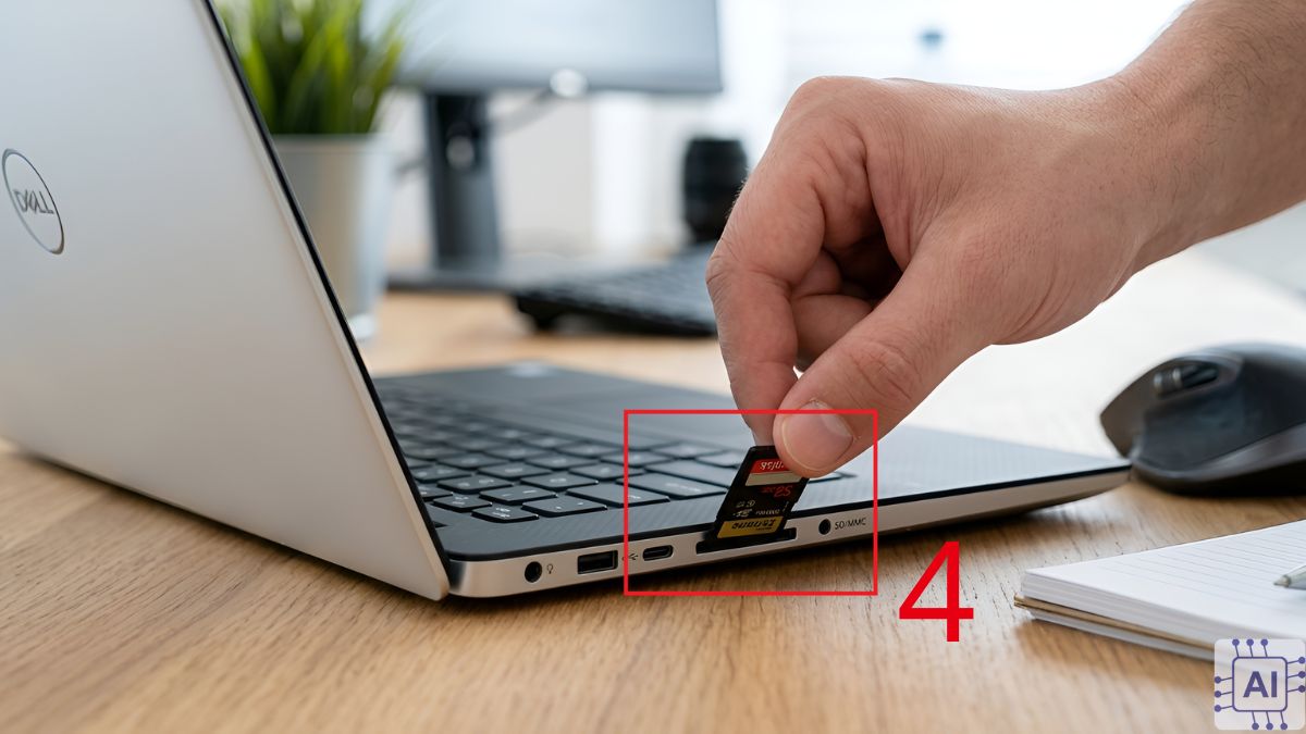 Thao tác tháo thẻ nhớ với laptop cơ chế kéo trực tiếp