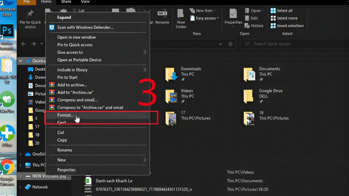 Format thẻ nhớ khi laptop vẫn không đọc được bước 2
