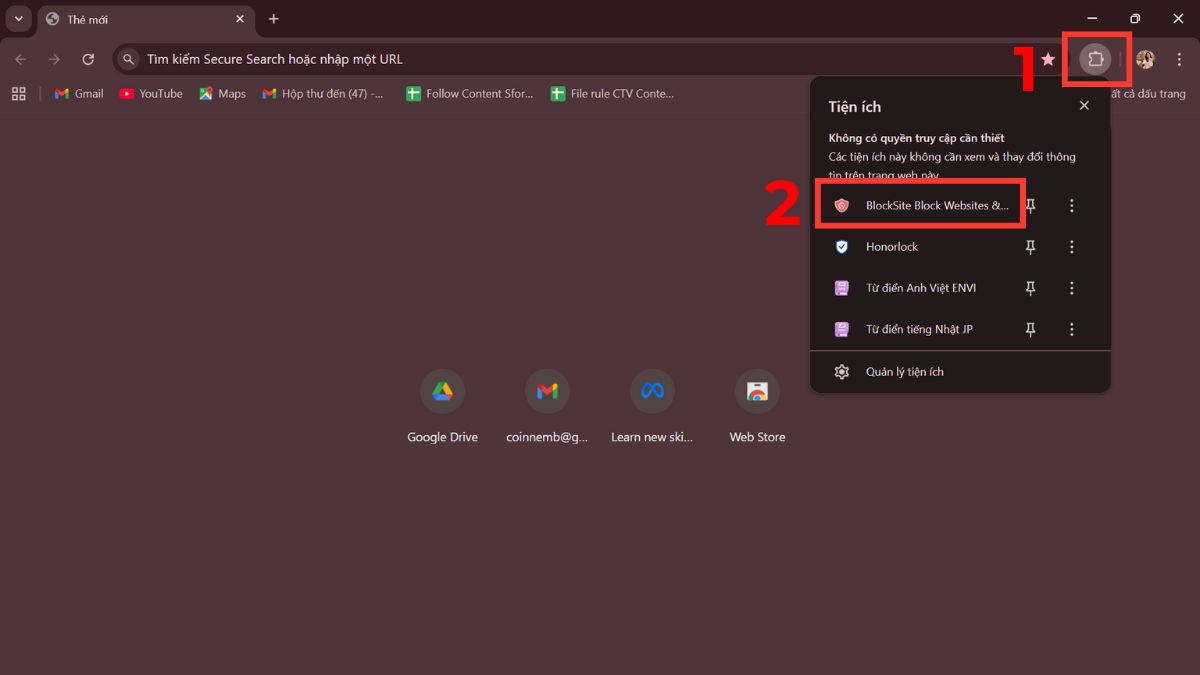 Cách sử dụng tiện ích BlockSite để chặn trang web trên máy tính bước 1