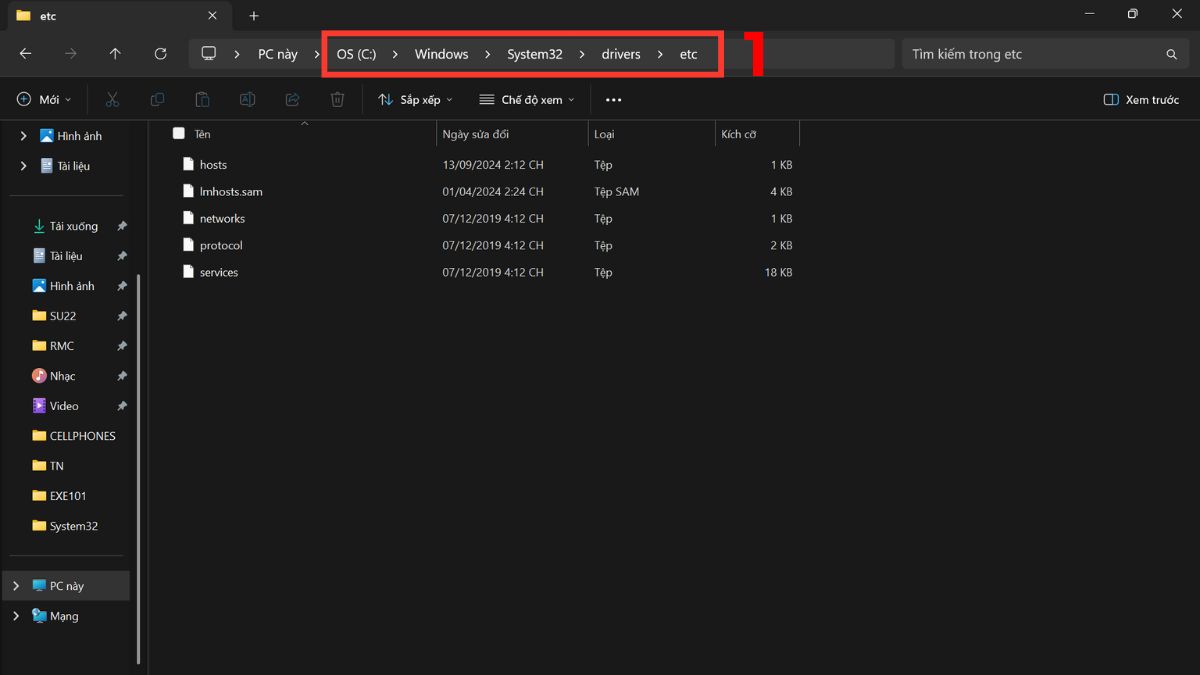 Cách chỉnh file host trên Windows bước 1