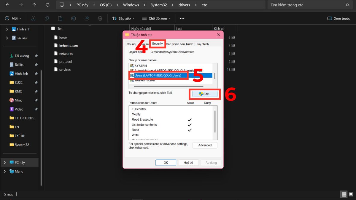 Cách chỉnh file host trên Windows bước 3