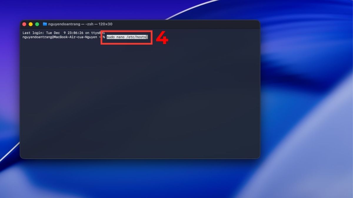 Cách chỉnh file host trên macOS bước 2