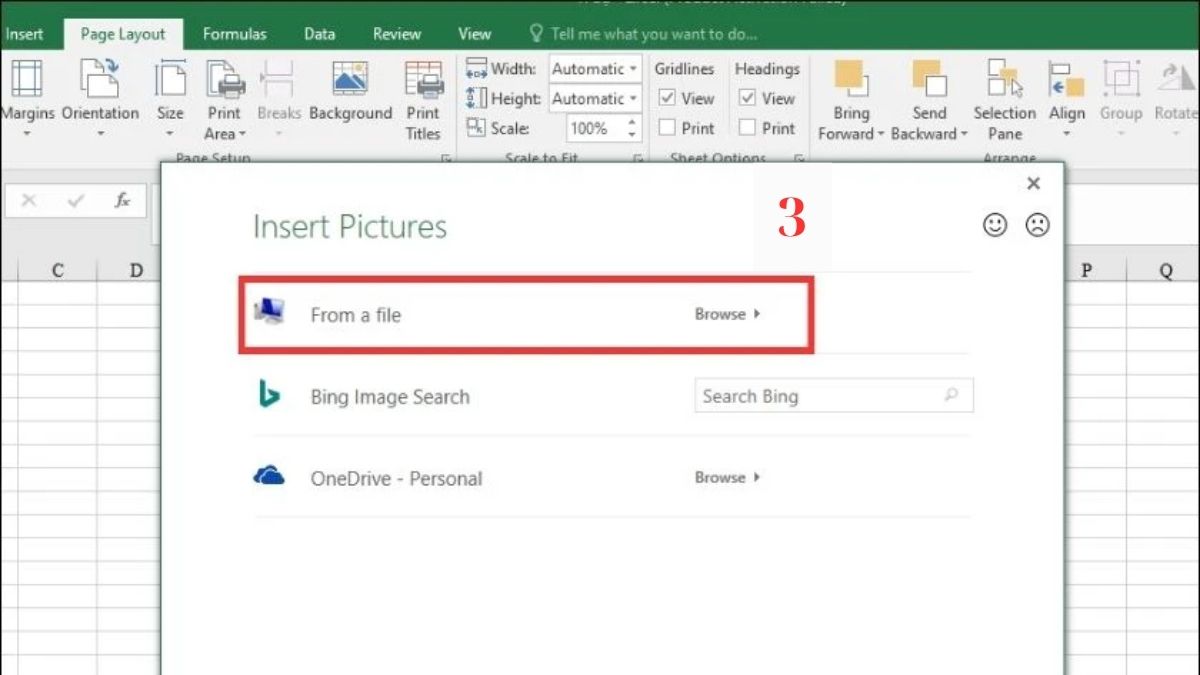 Cách chèn ảnh vào Excel làm nền cho bảng tính bước 2